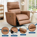 Fauteuil inclinable pivotant, fauteuil à bascule inclinable en cuir PU avec repose-pieds réglable et accoudoir incurvé, canapé inclinable moderne pour salon