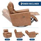 Fauteuil inclinable pivotant, fauteuil à bascule inclinable en cuir PU avec repose-pieds réglable et accoudoir incurvé, canapé inclinable moderne pour salon