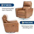 Fauteuil inclinable pivotant, fauteuil à bascule inclinable en cuir PU avec repose-pieds réglable et accoudoir incurvé, canapé inclinable moderne pour salon