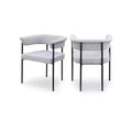 Meridian Furniture,Malin Grey Boucle Fabric Dining Chair, Set of 2