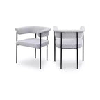 Meridian Furniture,Malin Grey Boucle Fabric Dining Chair, Set of 2