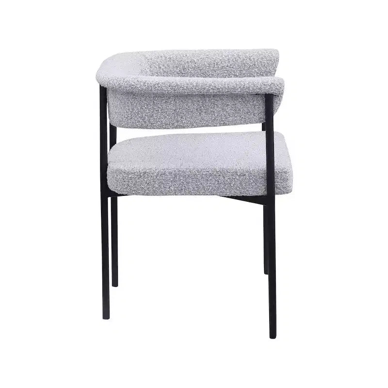 Meridian Furniture, Chaises de salle à manger Malin en tissu bouclé gris, lot de 2