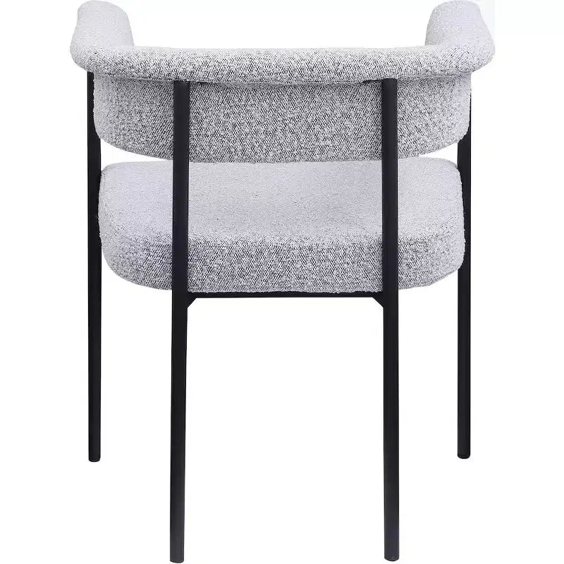 Meridian Furniture, Chaises de salle à manger Malin en tissu bouclé gris, lot de 2