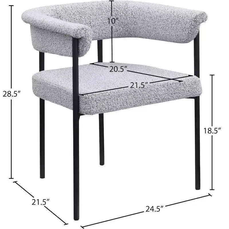 Meridian Furniture, Chaises de salle à manger Malin en tissu bouclé gris, lot de 2