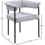 Meridian Furniture, Chaises de salle à manger Malin en tissu bouclé gris, lot de 2