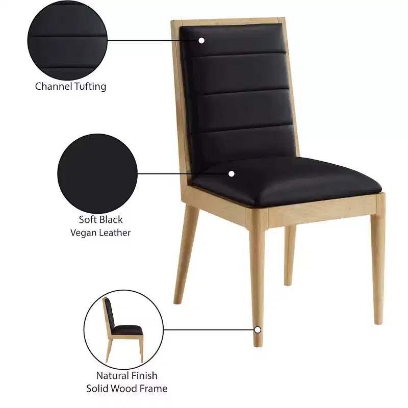 Meridian Furniture, Chaises de salle à manger Bristol en cuir végétalien, Lot de 2