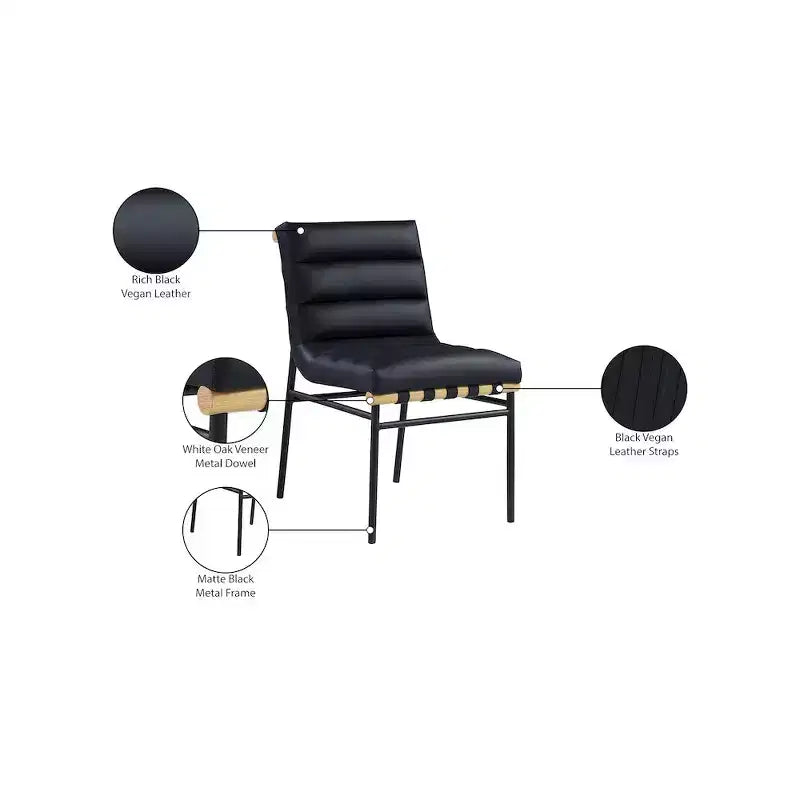 Meridian Furniture, Chaises de salle à manger Burke en cuir végétalien, Lot de 2
