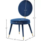 Meridian Furniture, Chaises de salle à manger Brandy en velours, lot de 2
