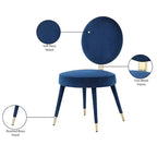 Meridian Furniture, Chaises de salle à manger Brandy en velours, lot de 2