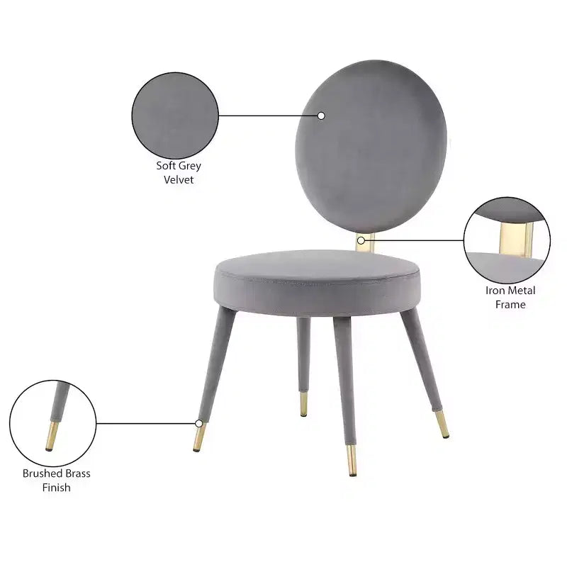 Meridian Furniture, Chaises de salle à manger Brandy en velours, lot de 2