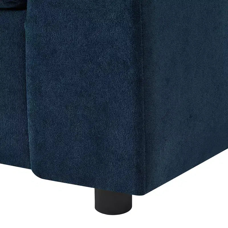 Merax Fauteuil de salon moderne en chenille avec pouf de rangement mobile