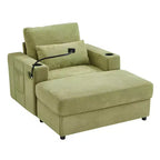 Merax Fauteuil de salon moderne en chenille avec pouf de rangement mobile
