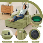 Merax Fauteuil de salon moderne en chenille avec pouf de rangement mobile