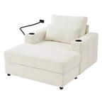 Merax Fauteuil de salon moderne en chenille avec pouf de rangement mobile