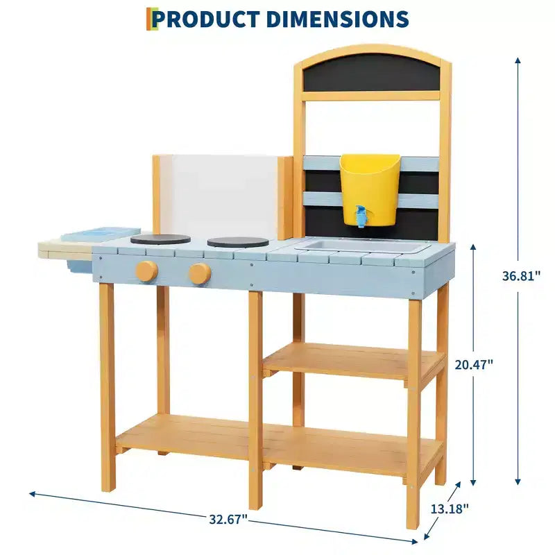 Cuisine en boue pour enfants, cuisine de jeu extérieure avec jardinière transparente et 2 pots de fleurs latéraux, étagères de rangement, cuisinière d'imitation, cadeau idéal pour les enfants de 3 à 8 ans