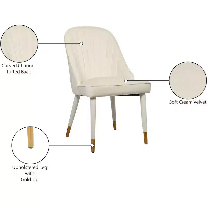 Meridian Furniture, Chaises de salle à manger en velours Belle, lot de 2