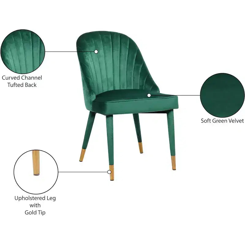 Meridian Furniture, Chaises de salle à manger en velours Belle, lot de 2