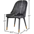 Meridian Furniture, Chaises de salle à manger en velours Belle, lot de 2