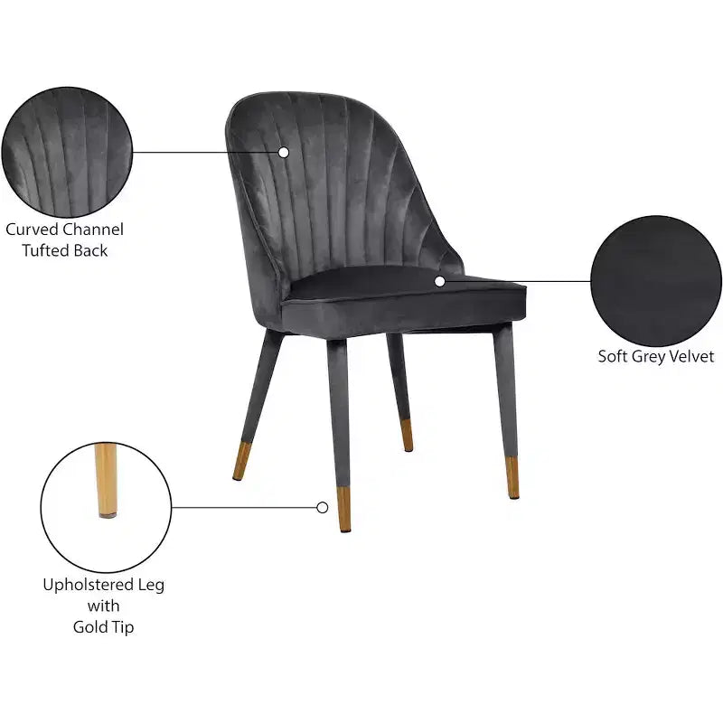 Meridian Furniture, Chaises de salle à manger en velours Belle, lot de 2