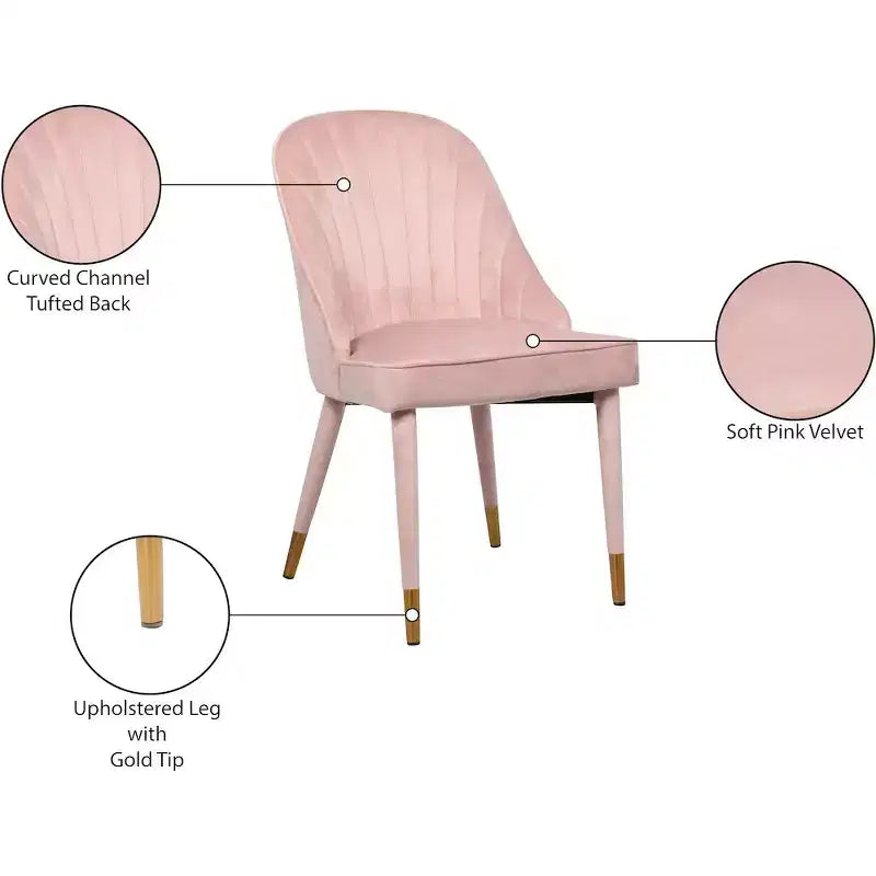 Meridian Furniture, Chaises de salle à manger en velours Belle, lot de 2