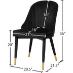 Meridian Furniture, Chaises de salle à manger en velours Belle, lot de 2