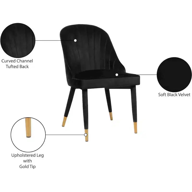 Meridian Furniture, Chaises de salle à manger en velours Belle, lot de 2
