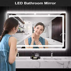 Miroir de Salle de Bain LED avec Lumières, Miroir de Maquillage Éclairage Avant et Arrière, Intensité Variable en Continu, Anti-Buée, 4 Températures de Couleur, Conception Anti-Éclats
