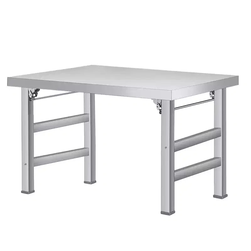 Table pliante en acier inoxydable - Table de travail professionnelle pour maison, cuisine, restaurant, garage, camping, poste de travail pliable en acier inoxydable pour l'extérieur