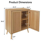Buffet en rotin avec rangement, étagères réglables, pieds en bois, meuble de rangement d'entrée, pour salle à manger, couloir, entrée