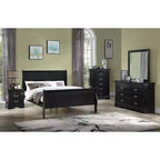 Okak 80 Grand lit traîneau en bois massif avec tête et pied de lit, design bas et sûr pour chambre d'enfant, noir