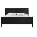 Okak 80 Grand lit traîneau en bois massif avec tête et pied de lit, design bas et sûr pour chambre d'enfant, noir