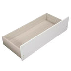 Lit plate-forme blanc double avec deux tiroirs, design moderne, espace de rangement supplémentaire