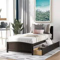 Lit plate-forme blanc double avec deux tiroirs, design moderne, espace de rangement supplémentaire