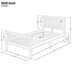Lit plateforme double en bois avec tête et pied de lit Chêne