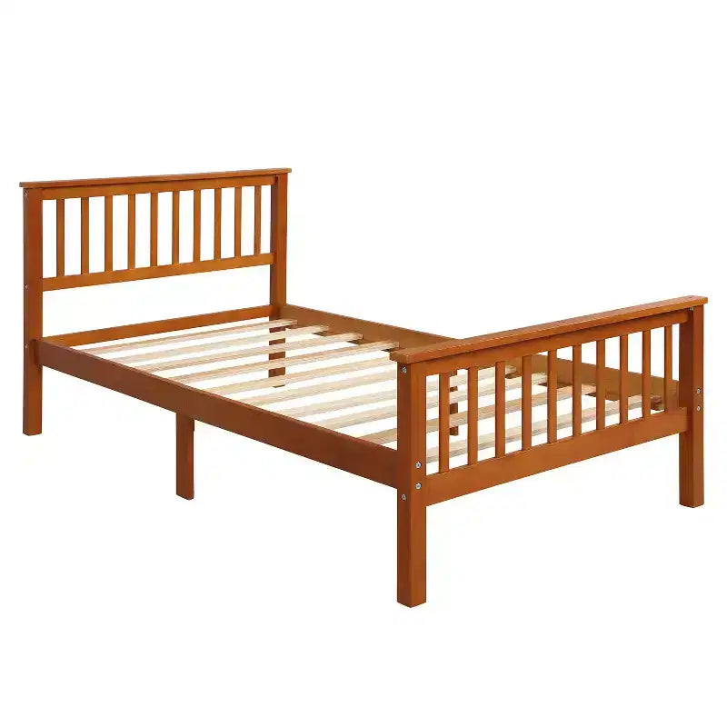 Lit plateforme double en bois avec tête et pied de lit Chêne