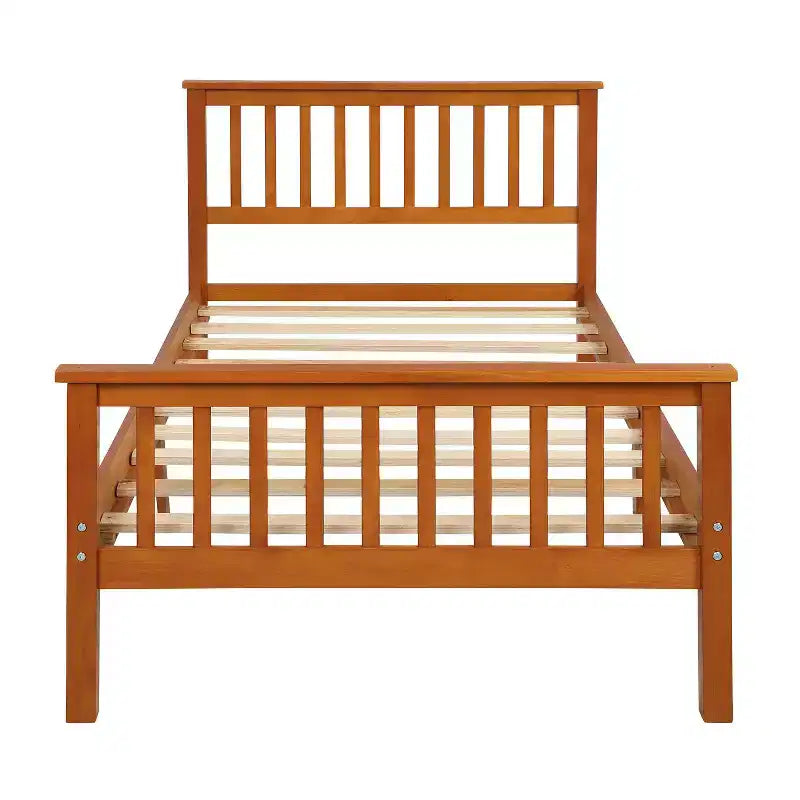 Lit plateforme double en bois avec tête et pied de lit Chêne