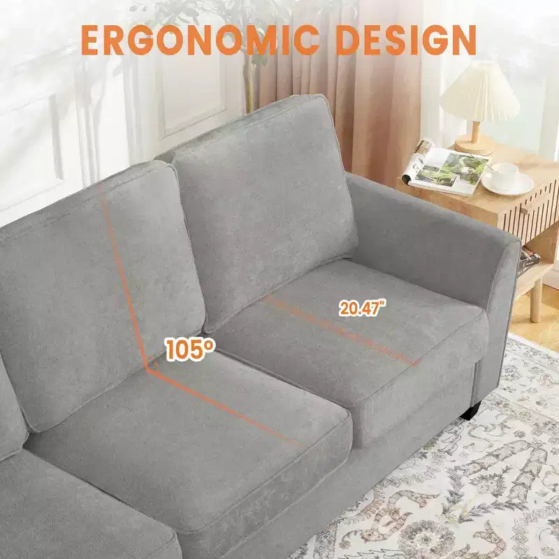 Canapé moderne de 210 cm à 3 places, canapé confortable de style Mid-Century Moderne pour salon, bureau à domicile et appartement