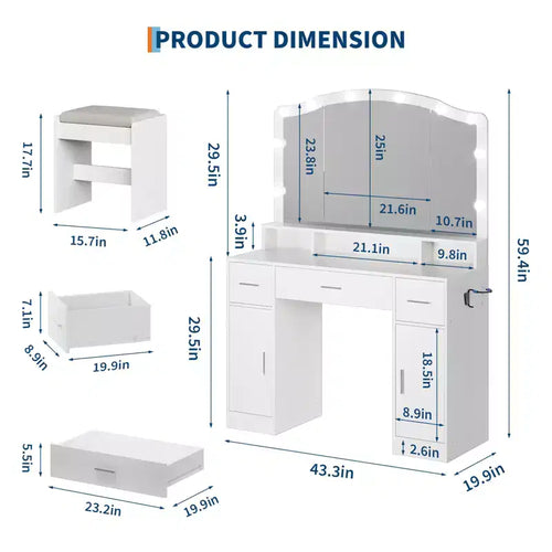 1 coiffeuse au design élégant, rangement spacieux, construction durable, assemblage facile et finition stylée
