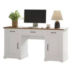 Bureau de 60 pouces avec tiroirs, bureau d'ordinateur de style ferme avec armoires de rangement, postes de travail en bois pour la maison, le bureau et l'étude