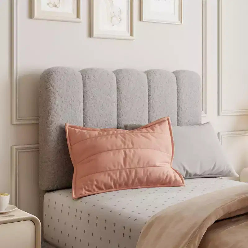 Cadre de lit Twin XL, Lit plateforme rembourré en tissu bouclé avec tête de lit ondulée pour filles/enfants, Montage facile, Sommier à lattes en bois, Pas besoin de sommier tapissier