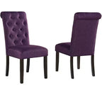 Okak Chaises de salle à manger modernes en bois massif avec dossier capitonné de luxe, lot de 2, chaises d'appoint rembourrées pour salon/salle à manger