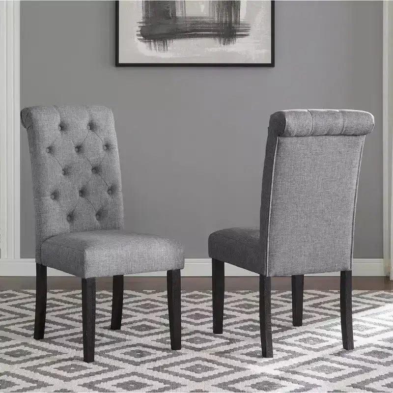 Okak Chaises de salle à manger modernes en bois massif avec dossier capitonné de luxe, lot de 2, chaises d'appoint rembourrées pour salon/salle à manger
