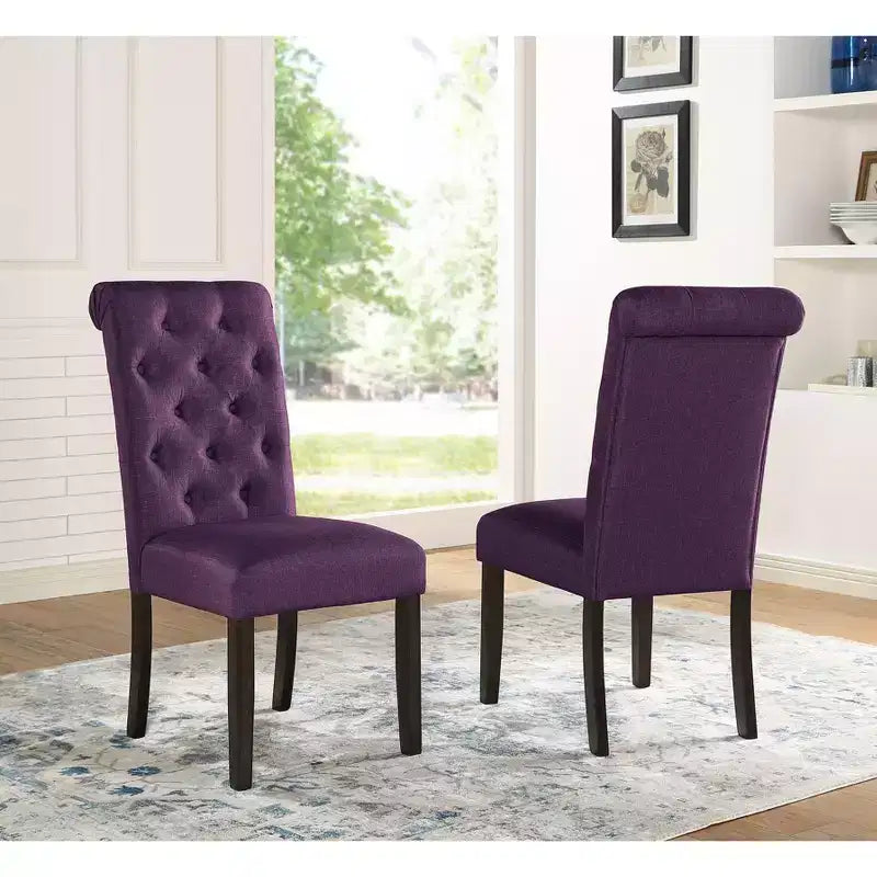 Okak Chaises de salle à manger modernes en bois massif avec dossier capitonné de luxe, lot de 2, chaises d'appoint rembourrées pour salon/salle à manger