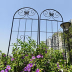 MAYEERTY Lot de 4 treillis de jardin en métal, 220 x 50 cm, résistants à la rouille, pour plantes grimpantes, noirs, pour fleurs d'extérieur