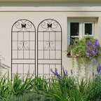 MAYEERTY Lot de 4 treillis de jardin en métal, 220 x 50 cm, résistants à la rouille, pour plantes grimpantes, noirs, pour fleurs d'extérieur