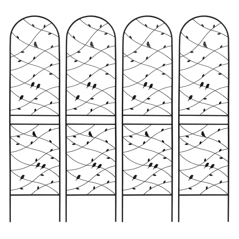MAYEERTY Lot de 2 treillis de jardin en métal 180 x 50 cm, antirouille, support pour plantes grimpantes, noir, pour extérieur