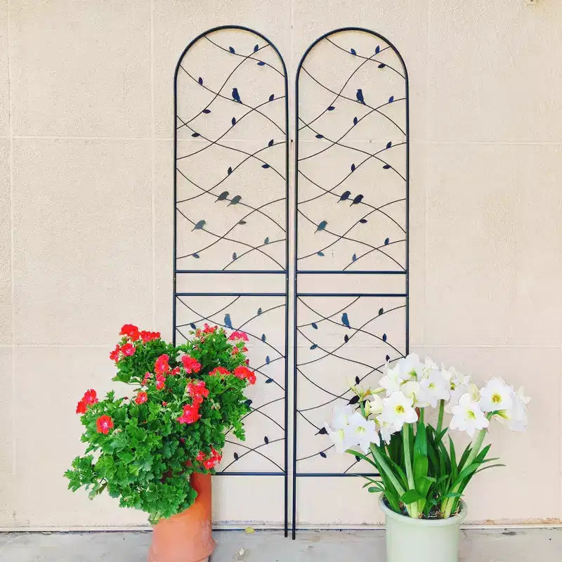 MAYEERTY Lot de 2 treillis de jardin en métal 180 x 50 cm, antirouille, support pour plantes grimpantes, noir, pour extérieur
