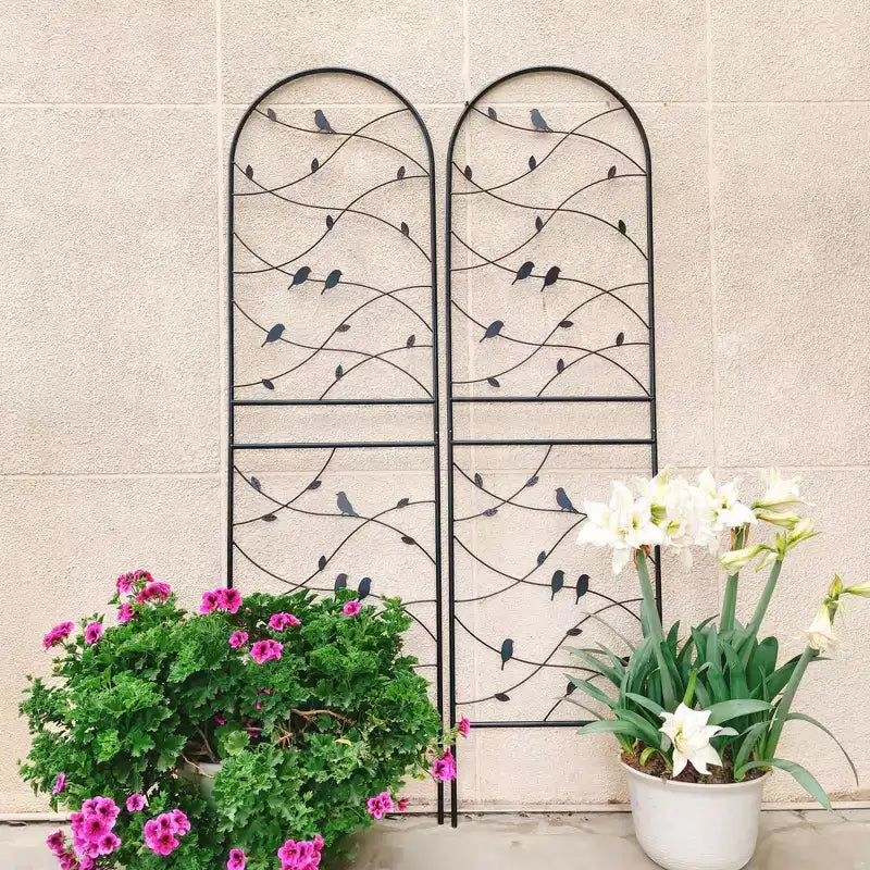 MAYEERTY Lot de 2 treillis de jardin en métal 180 x 50 cm, antirouille, support pour plantes grimpantes, noir, pour extérieur