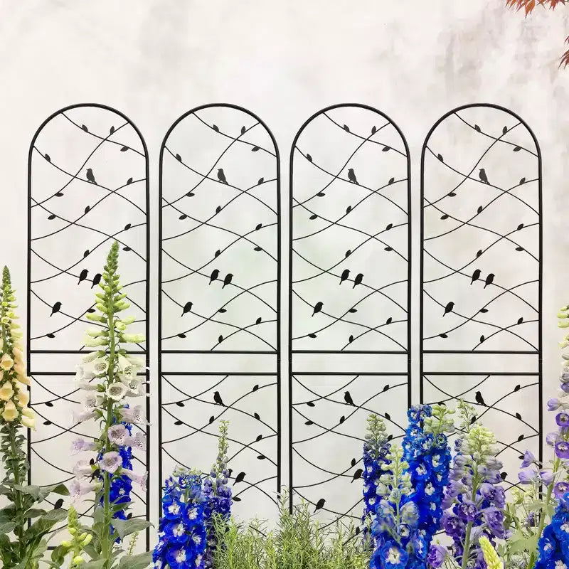 MAYEERTY Lot de 2 treillis de jardin en métal 180 x 50 cm, antirouille, support pour plantes grimpantes, noir, pour extérieur
