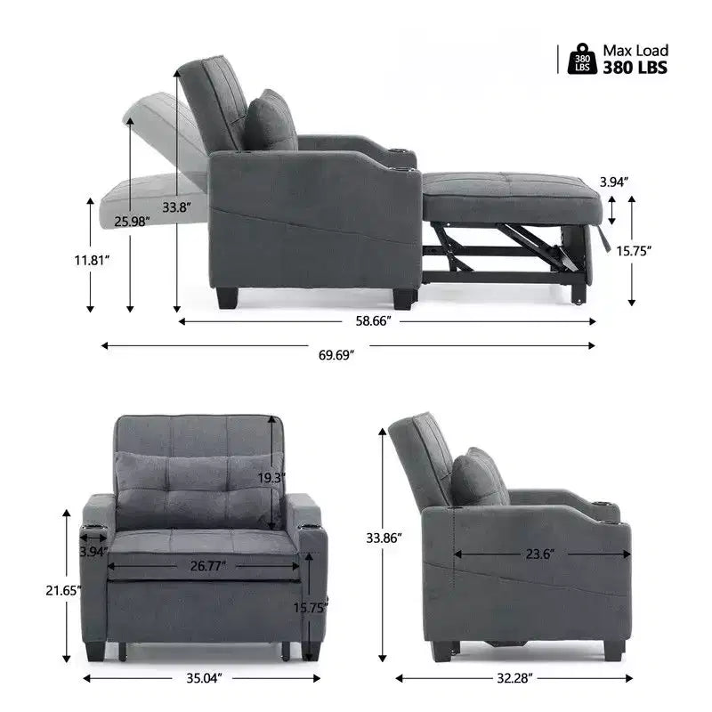 Karl Home |Canapé-lit simple de 89 cm de large